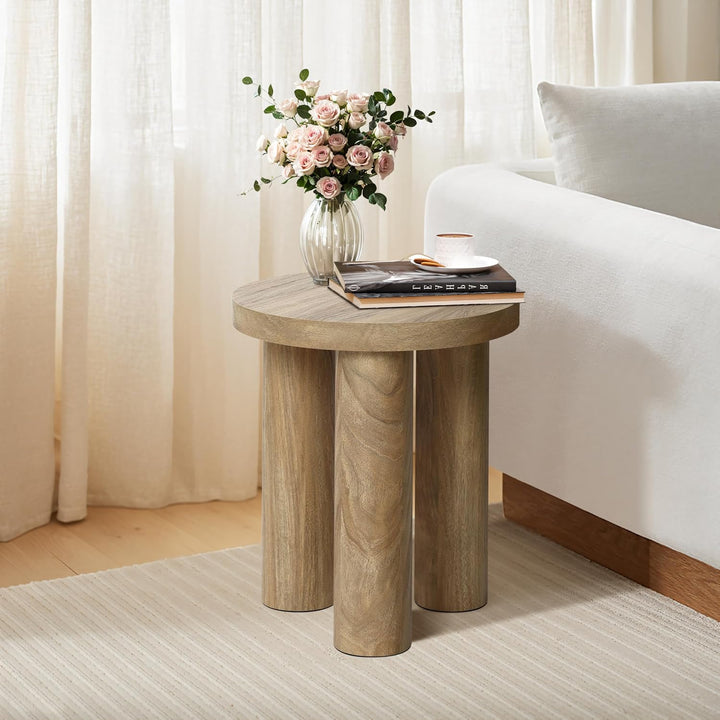 Hpmetopia Beistelltisch Holz, Kleiner Runder Tisch für Wohnzimmer, Nachttisch für kleine Räume, Mode