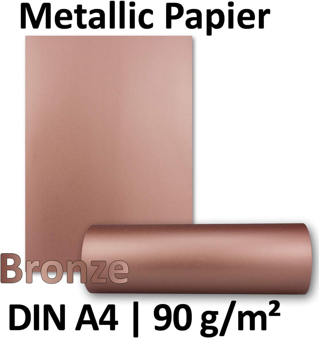 Metallic Papier DIN A4 21,0 x 29,7 cm - Bronze Metallic - 100 Stück - glänzendes Bastelpapier 90 g/m