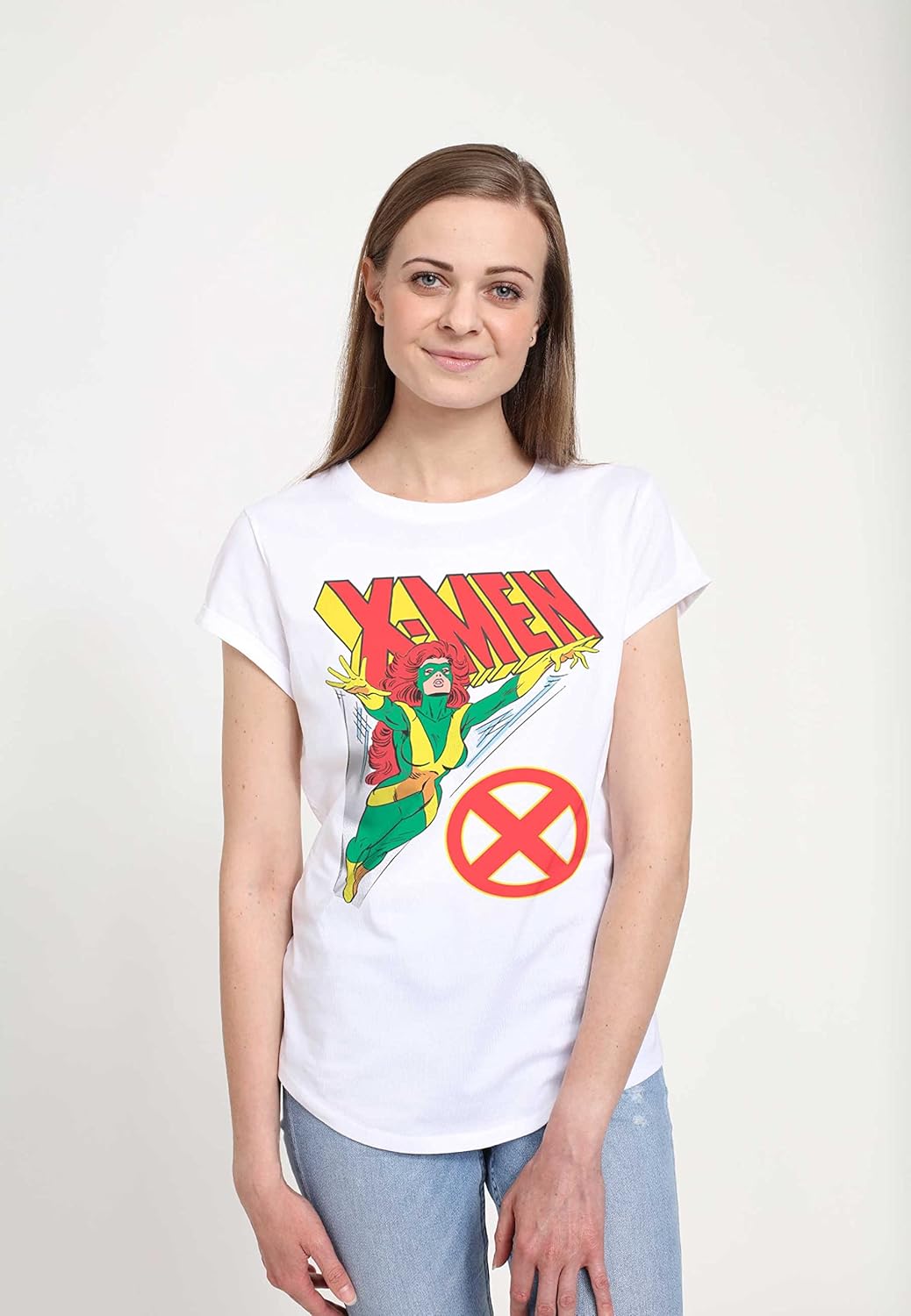 Marvel Damen X-men Grey Flight Women's Rolled Sleeve T-shirt L Weiss, L Weiss
