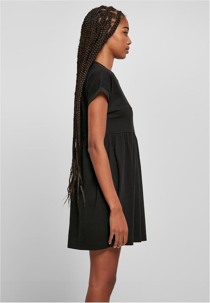 Urban Classics Damen Kleid Ladies Organic Empire Valance Tee Dress, Volantkleid für Frauen, Loose Fi