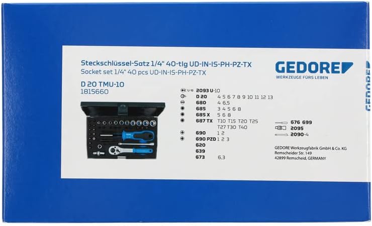 Steckschlüsselsatz D 20 TMU-10 40-tlg.1/4 Zoll SW 4-13mm Z.24 12KT GEDORE