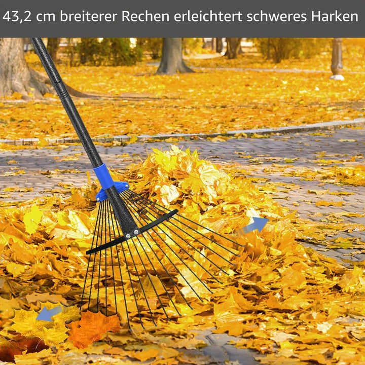 Rechen Garten Laubrechen,75-115cm Verstellbesen Laubbesen Rechen, Laubrechen Metall,Laubbesen Rasenr
