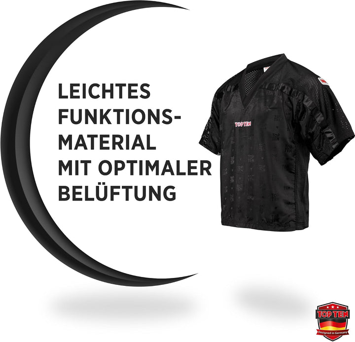 T-Shirt mit V-Ausschnitt zum Kickboxen „Kickboxjacke Mesh“ Schwarz - Schwarz 140, Schwarz - Schwarz