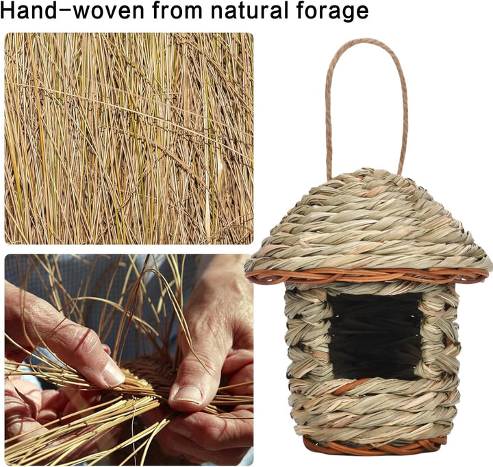Vogelnest Gras, 2 Stück Gras Bird Nest, Vogelhäus, Handgewebte Vogelhäuser, Vogelhäus zum Aufhängen