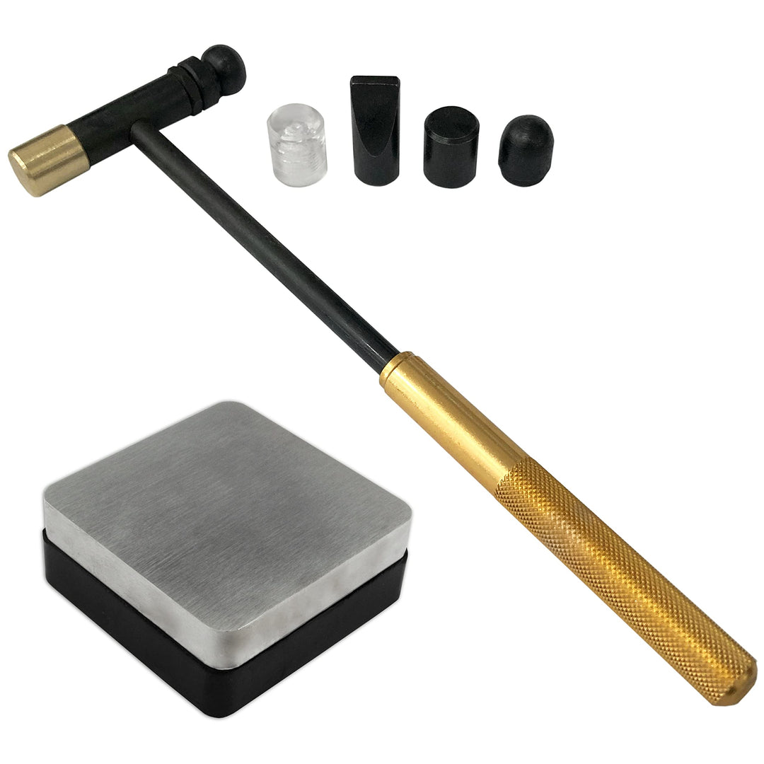 Jewellers Tools 6,3 cm Stahl/Gummi Block & 6 Hammer Set Präzisionshammer austauschbare Köpfe (495)