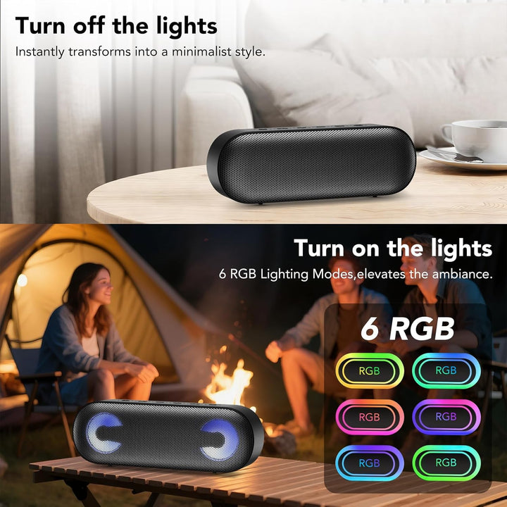 IKT Bluetooth Lautsprecher mit Licht,30W Duale Bass-Treiber,30H Stunden Akkulaufzeit,Bluetooth 5.4,I