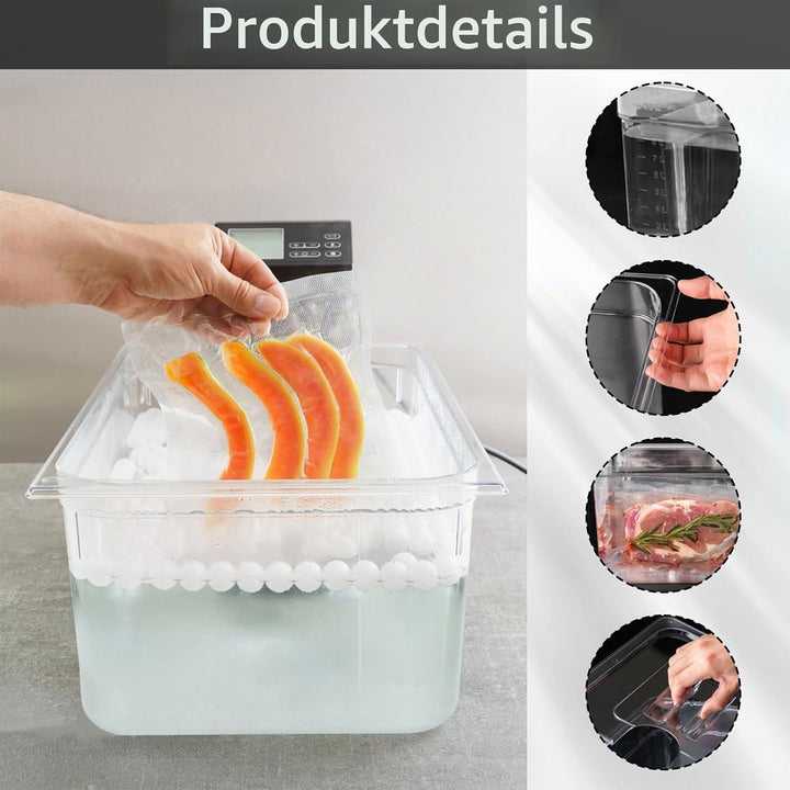 Sous Vide Behälter, 11 L 32,5x26,5x20cm Sous Vide Container mit Deckel und Rack Gastronormbehälter F