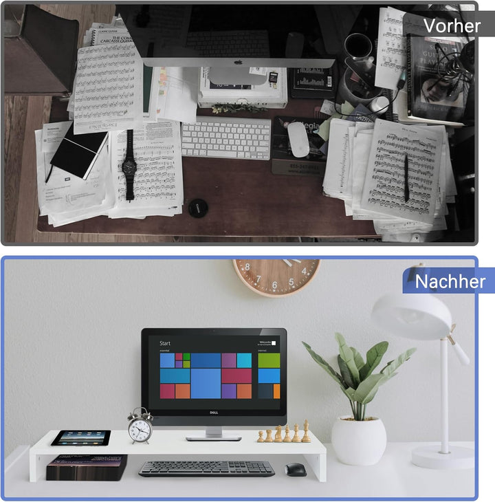 Monitorständer Holz, ergonomische Monitorerhöhung für Schreibtisch, passend für PC, Laptop und TV,Sc