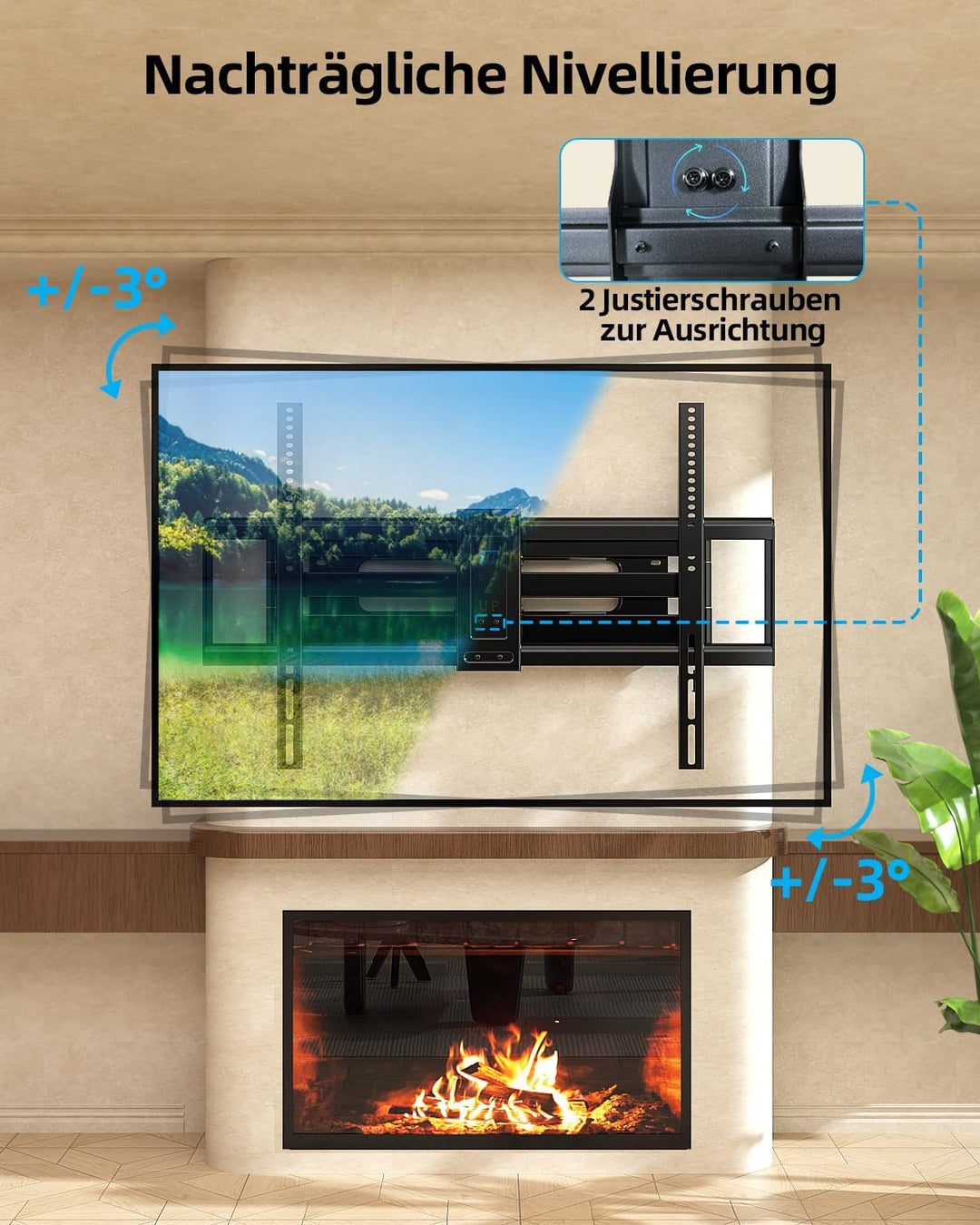 HOME VISION TV Wandhalterung Vollbeweglich 65-120", VESA 900x600, 100 kg 65-120 Zoll, 65-120 Zoll