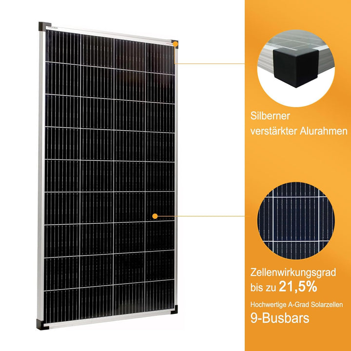 enjoy solar Mono 150 W 12V Monokristallines Solarpanel Solarmodul Photovoltaikmodul ideal für Wohnmo