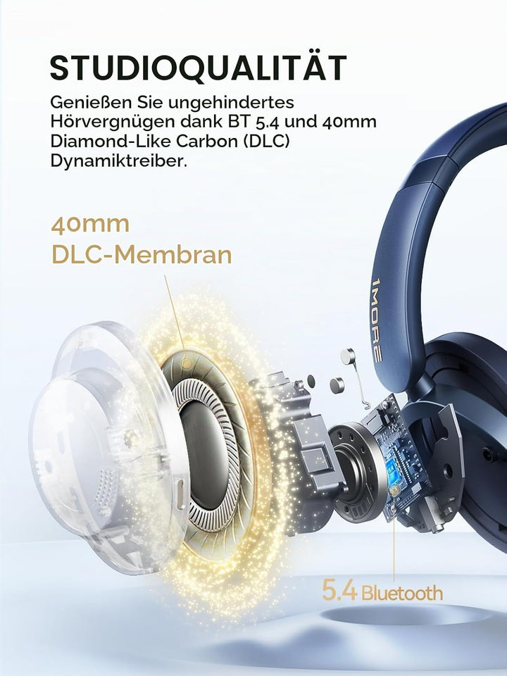 1MORE SonoFlow Pro Over-Ear Kopfhörer Kabellos, LDAC Hi-Res Wireless Audio, Active Noise Cancelling,