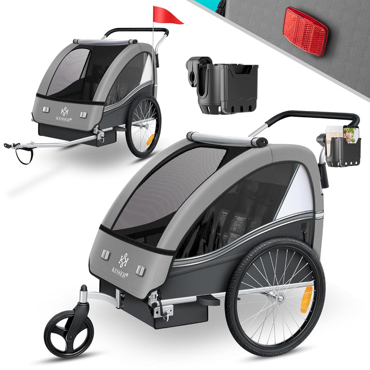KESSER® Kinderanhänger Fahrradanhänger Sport-RX 2 in 1 Joggerfunktion Kinderfahrradanhänger + 5-Punk