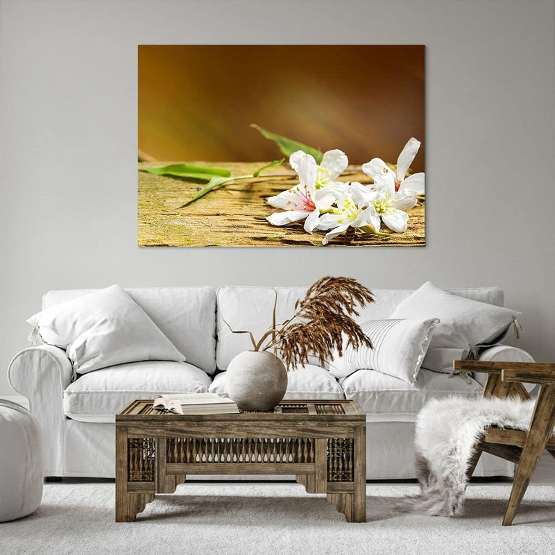 ARTTOR Bilder auf Leinwand 100x70cm Leinwandbild Asien spa bambus blume Gross Wanddeko Bild Schlafzi