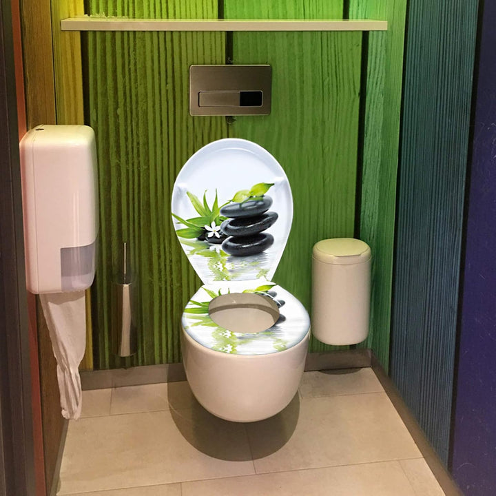 WC-Sitz Toilettendeckel mit Soft-Close, Duroplast & Edelstahl, Antistatisch & Antibakteriell, Abnehm