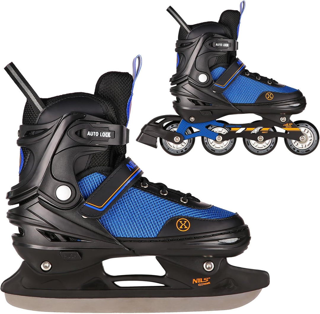 Nils Extreme 2-In-1 Inliner Eishockey Camille, Farbe:Schwarz-Orange, Grösse:L(39-43)