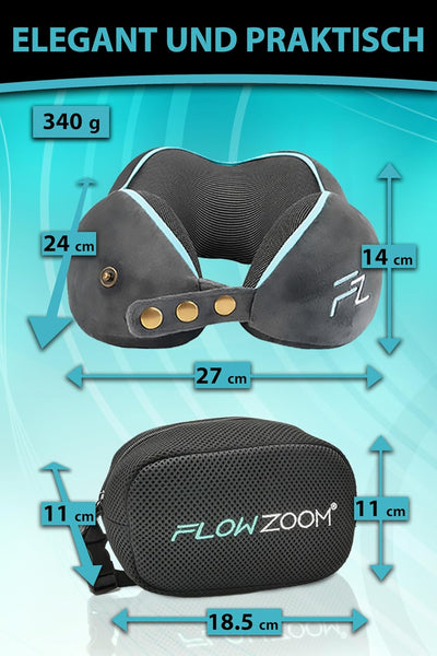 FLOWZOOM® Comfy Nackenhörnchen Nackenkissen Flugzeug & Auto Reise-Kissen aus Memory-Foam mit schmale