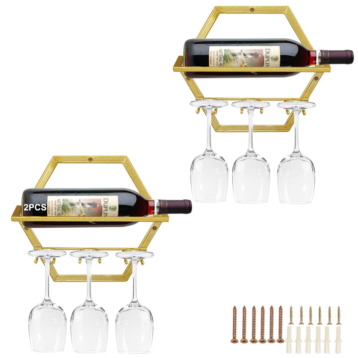 Giyiprpi Metall Wandmontierter Weinhalter Stemware Glass Rack, 2Pcs Hängendes Glas Weinregal Wandbeh