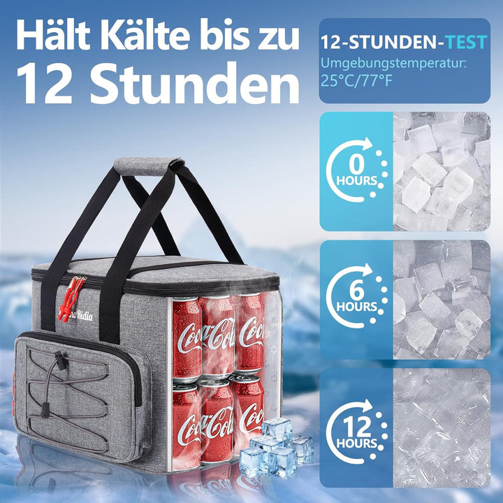 Kühltasche Faltbar für Unterwegs, Isoliertasche Thermotasche Cooler Bag für Essen & Getränke, Tragba