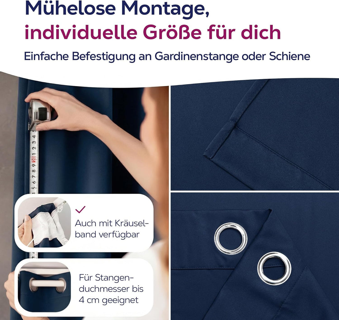 BEAUTEX Verdunkelungsgardine mit Ösen, Blackout Ösenschal Blickdicht abdunkelnd, Grösse und Farbe wä