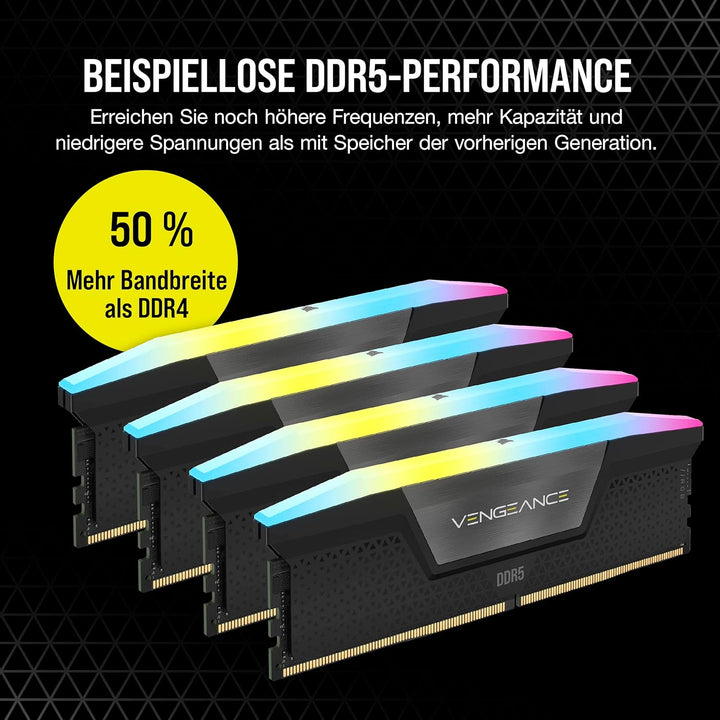 Corsair Vengeance RGB DDR5 RAM 96GB (2x48GB) 6800MHz CL34-42-42-110 1.4V Intel XMP 3.0 Desktop-Arbei