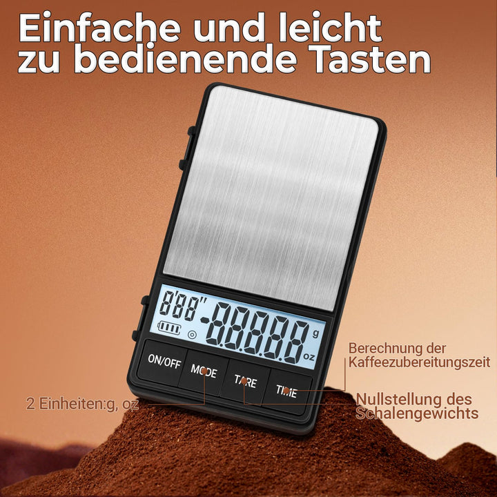 Kaffeewaage 1000g/0,1g, Espresso Waage mit Timer, Digitale küchenwaage,Barista kaffee waage,Coffee S