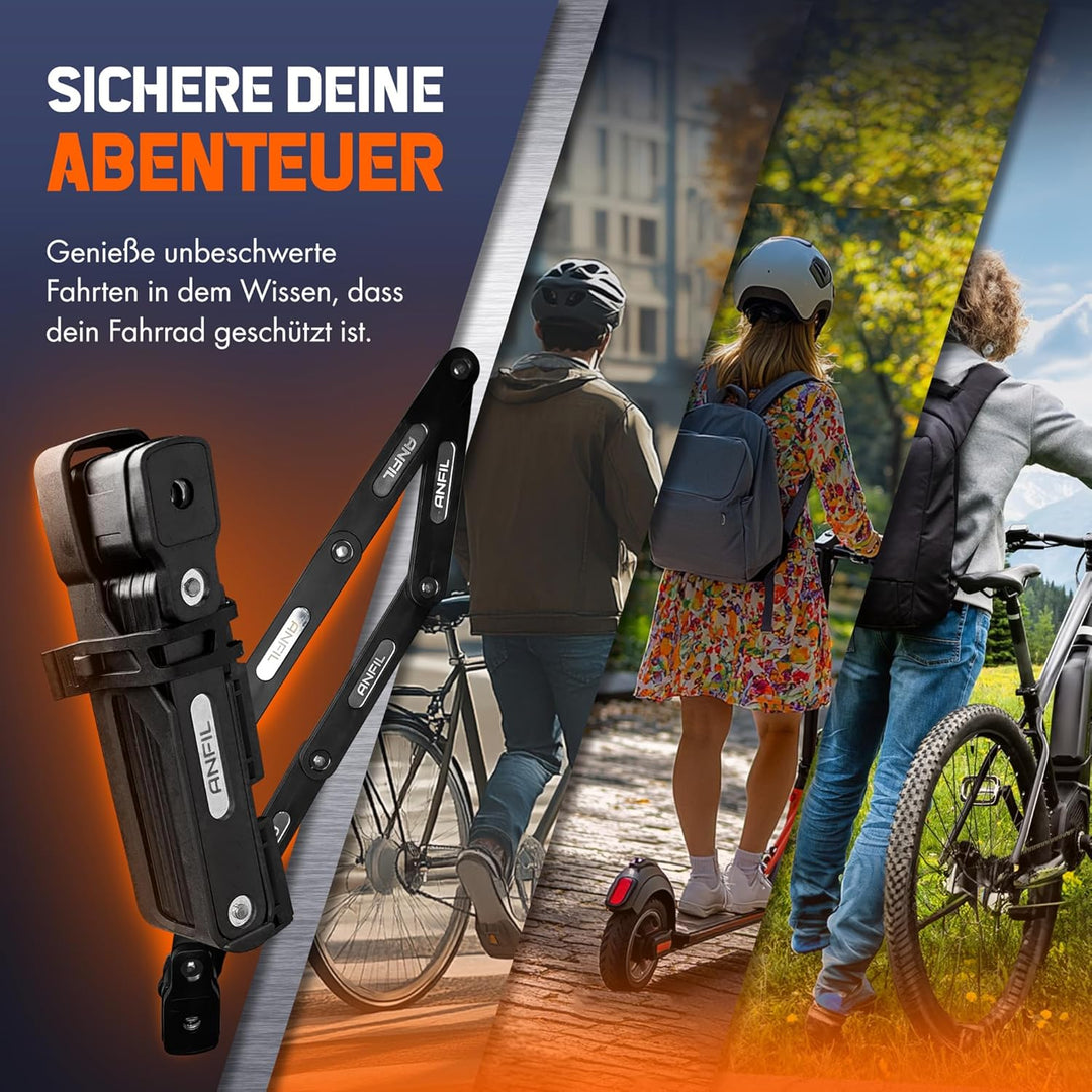 Faltschloss Fahrrad mit 3 Schlüsseln - Robustes Fahrradschloss Faltschloss aus Carbonstahl hohe Sich