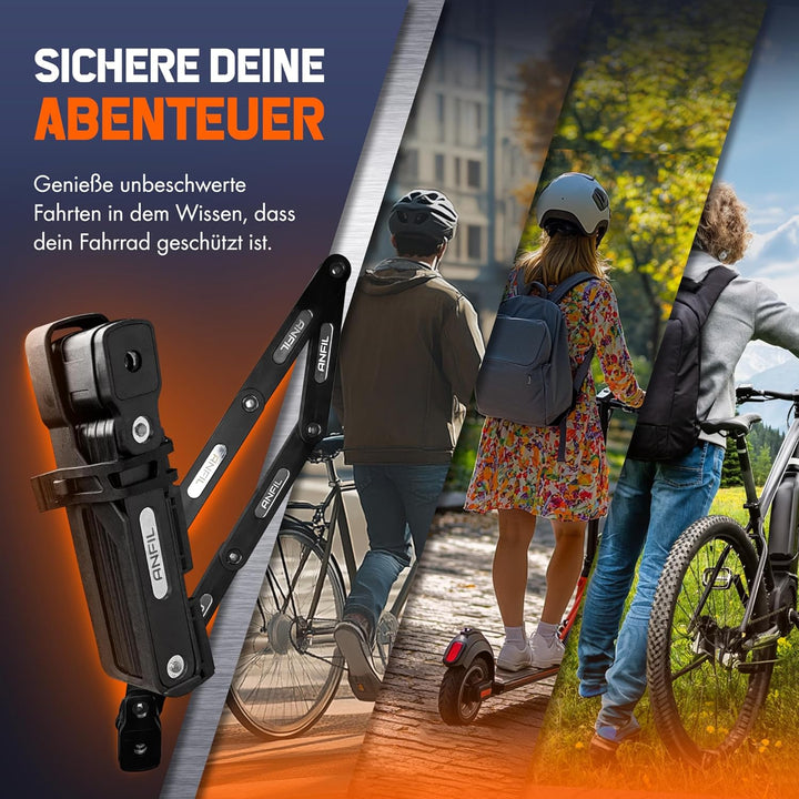Faltschloss Fahrrad mit 3 Schlüsseln - Robustes Fahrradschloss Faltschloss aus Carbonstahl hohe Sich