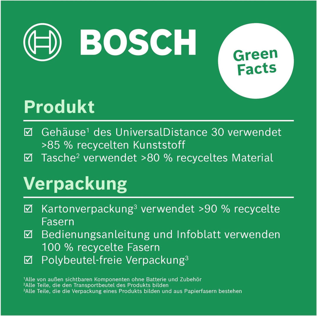 Bosch Laserentfernungsmesser UniversalDistance 30 (Distanz bis 30m präzise messen, Messfunktionen, S