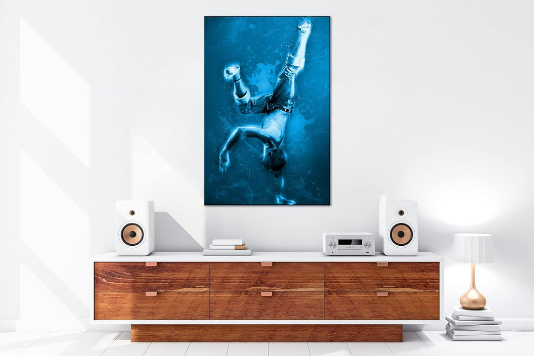 deyoli Breakdance - Illustration Format: 80x60 Effekt: Monocrome Blau als Leinwandbild, Motiv fertig