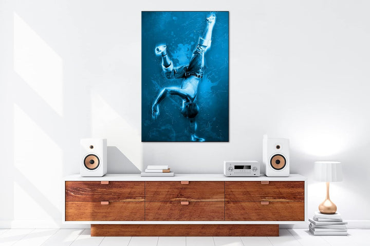 deyoli Breakdance - Illustration Format: 80x60 Effekt: Monocrome Blau als Leinwandbild, Motiv fertig