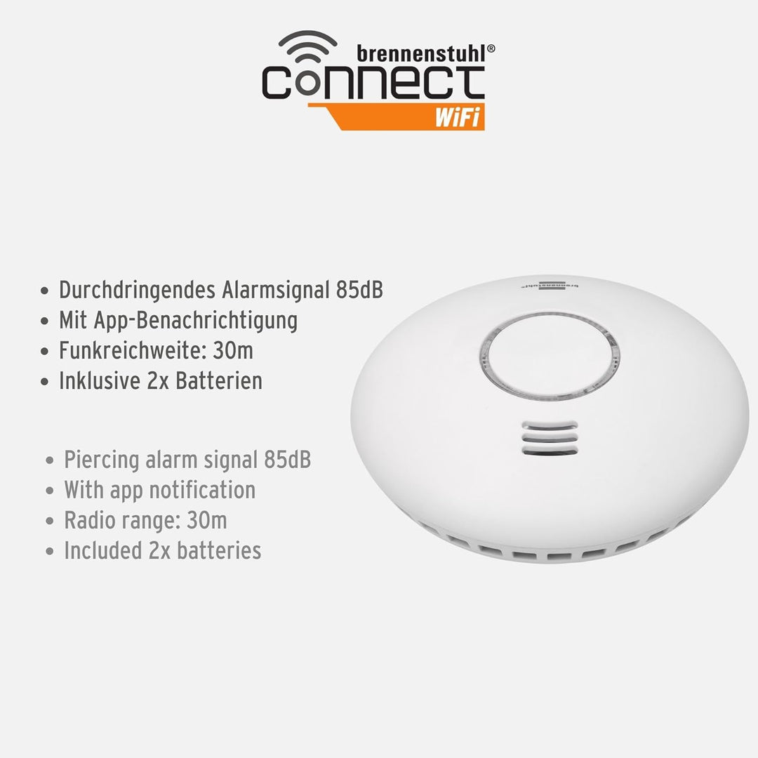 brennenstuhlConnect WiFi Rauch-und Hitzewarnmelder WRHM01 mit App-Benachrichtigung (WLAN Rauchmelder
