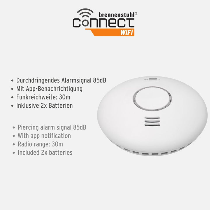brennenstuhlConnect WiFi Rauch-und Hitzewarnmelder WRHM01 mit App-Benachrichtigung (WLAN Rauchmelder