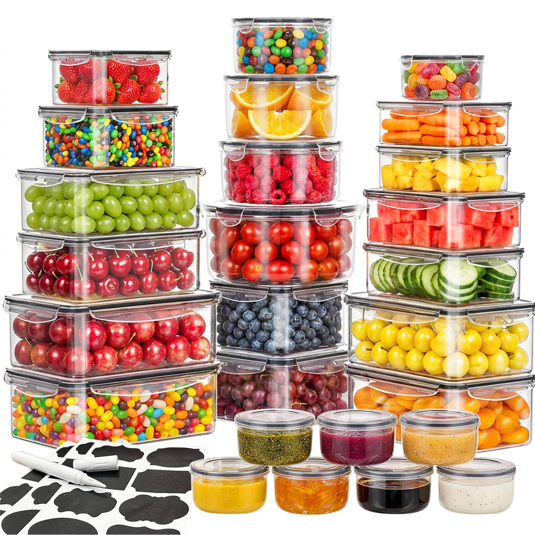 Dayacoco 52er Frischhaltedosen mit Deckel, BPA-frei, mikrowellengeeignet | 26 Behälter + Deckel. BPA
