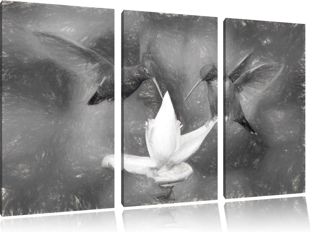 Pixxprint Kolibris in den Tropen als Leinwandbild/Grösse: 3 Teilig (120x80) cm/Wandbild/Kunstdruck/f