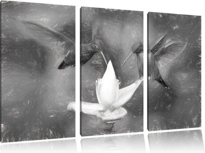 Pixxprint Kolibris in den Tropen als Leinwandbild/Grösse: 3 Teilig (120x80) cm/Wandbild/Kunstdruck/f