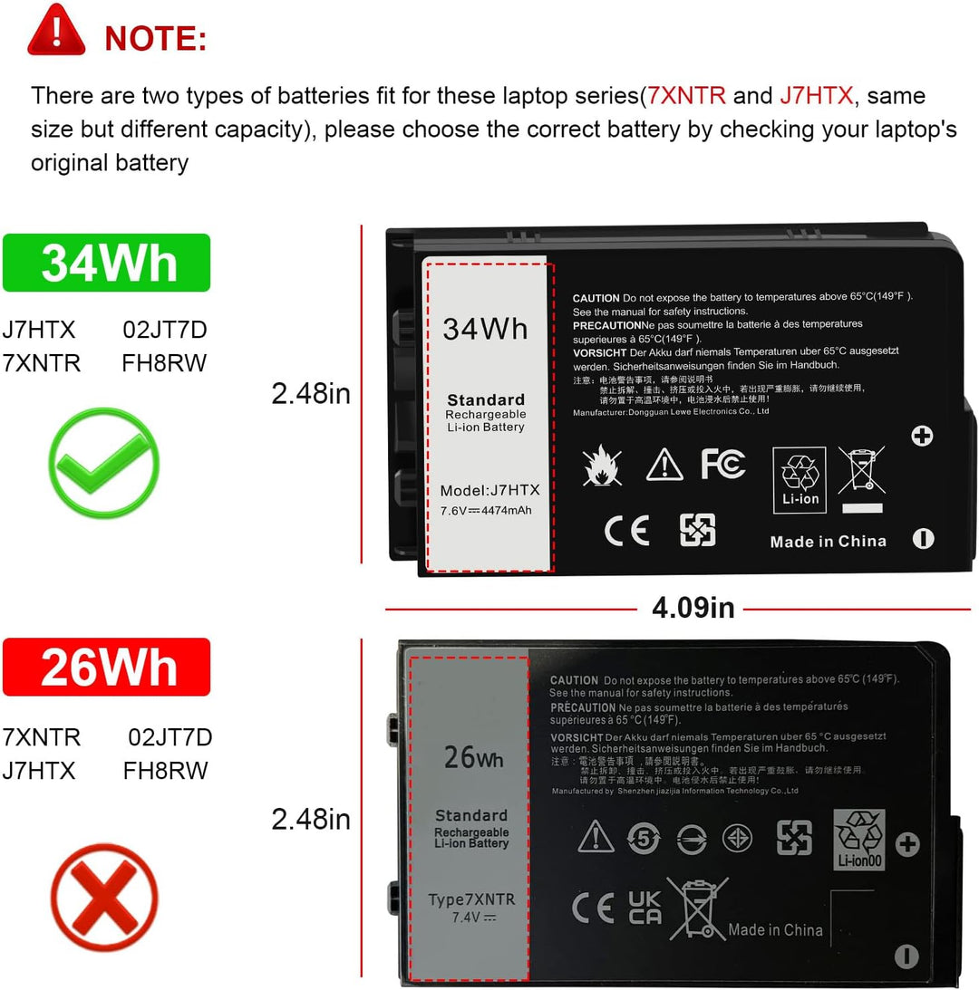 ARyee J7HTX Akku kompatibel mit Dell Latitude 7202 7212 Rugged Extreme Tablet Serie, Ersatz für J7HT