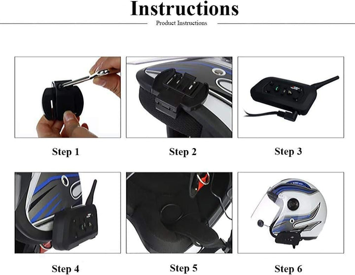 Qaurora V6 BT Interphone 1200M Bluetooth Motorrad Motorrad Helm Gegensprechanlage Headset mit Duplex