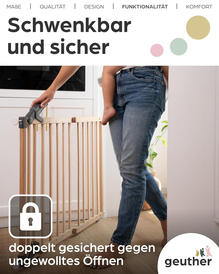 Geuther 2714 schwenkbares Türschutzgitter Passung: 68 cm - 102 cm Türgitter ohne Bohren Sicherheitsv