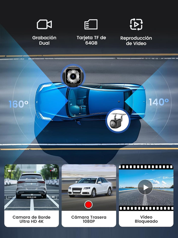 Carplay Display 9" - 4K-Dashcam & 1080P-Rückfahrkamera Drahtloses Tragbares für Apple Carplay & Andr