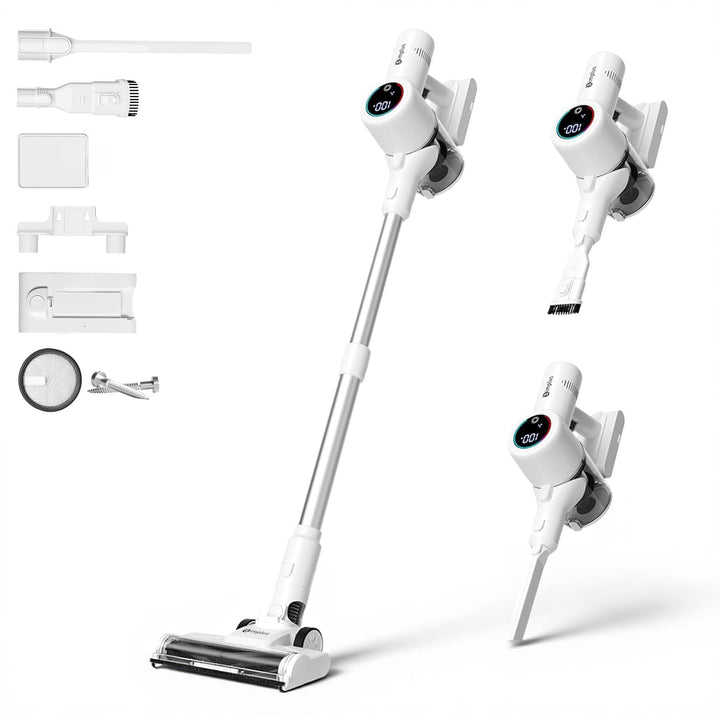 SIMPLUS Akku Staubsauger 22000Pa, 3-Stufen Saugkraft, LED-Display, 5-Fach Filterung, 40 Min Laufzeit