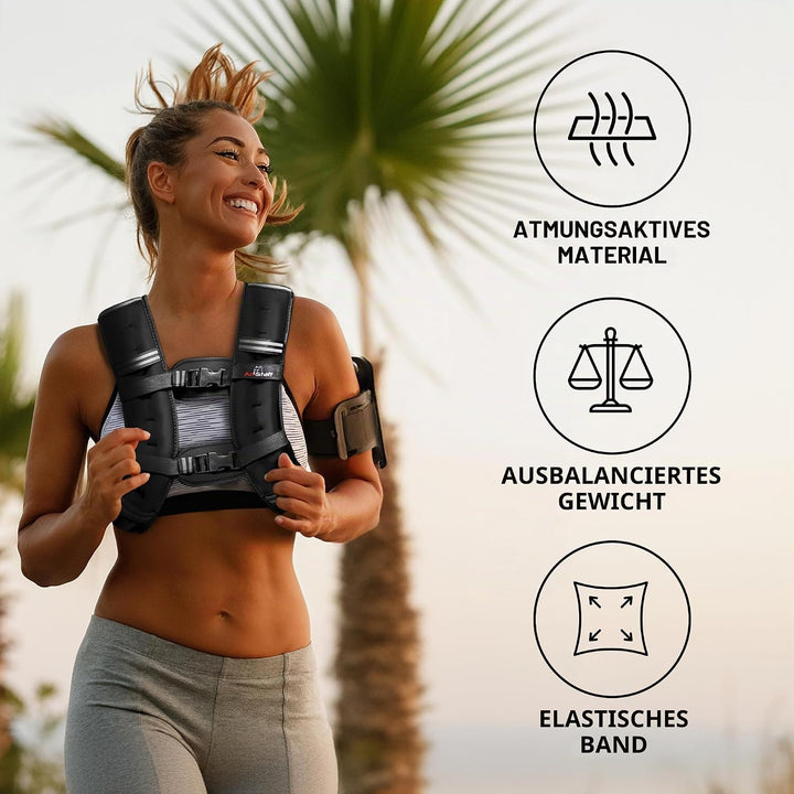 Amstaff Fitness Gewichtsweste – Gewichtsweste für Laufen, Krafttraining und Muskelaufbau, mit reflek