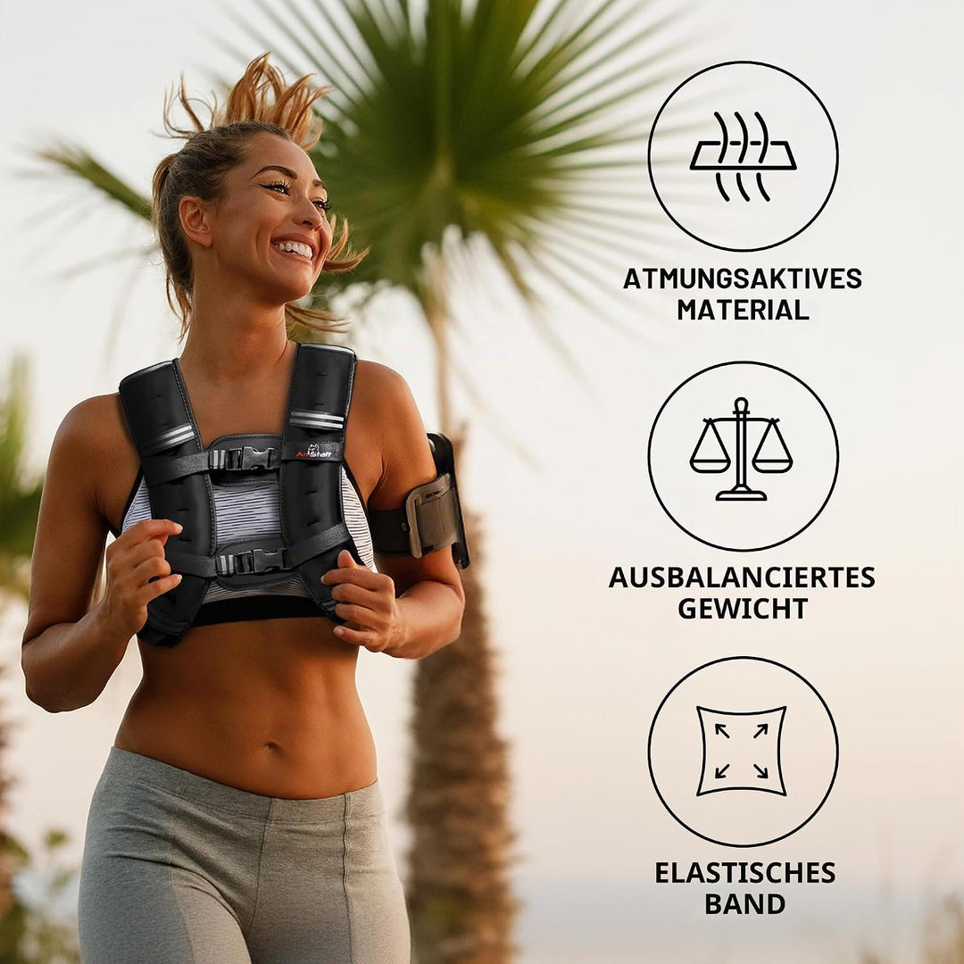 Amstaff Fitness Gewichtsweste – Gewichtsweste für Laufen, Krafttraining und Muskelaufbau, mit reflek
