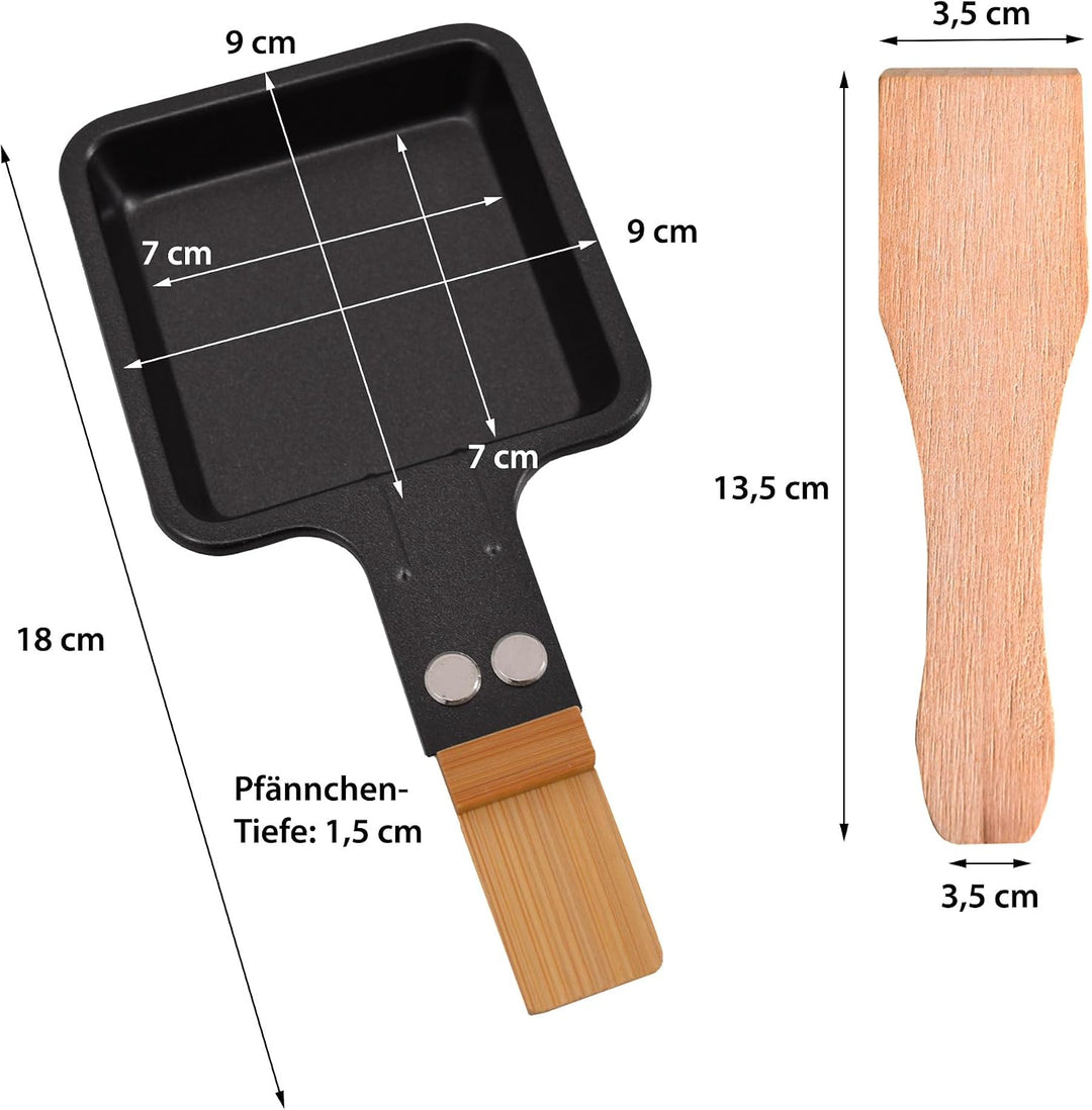 Syntrox 8 Raclette Pfännchen viereckig mit Schaber Antihaftbeschichtung Grill Zubehör, Ersatzpfännch