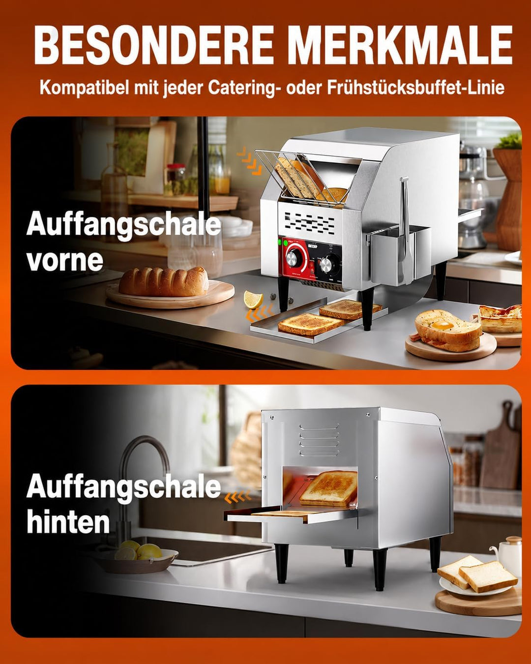 WantJoin Gewerblicher Durchlauftoaster – Elektrisches Gerät für 150 Scheiben/Stunde (Toast, Hamburge