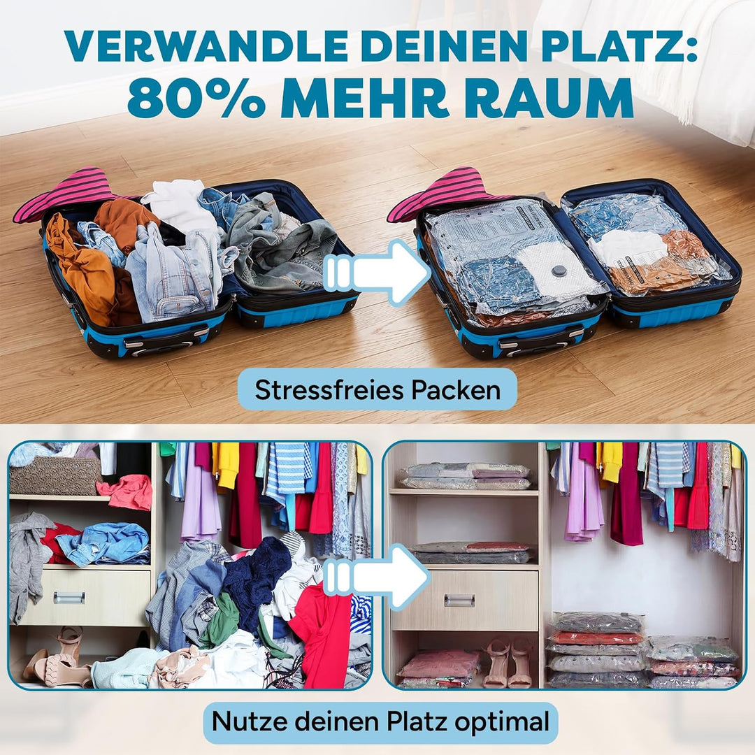 Vakumierergerät beutel kleidung - Vakuumbeutel mit Pumpe - 9 Stück (3 * 40x50cm, 3 * 40x60cm, 3 * 50