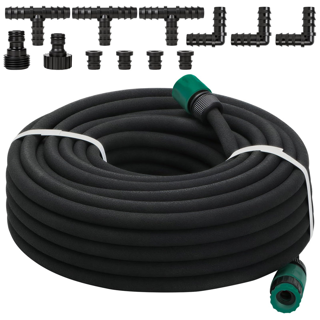 Perlschlauch 10M Garten Tropfschlauch Set - 1/2 Zoll Gartenbewässerung Bewässerungsschlauch 16MM Gar