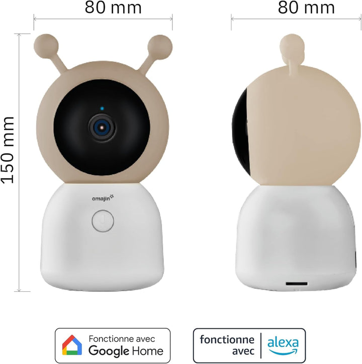 OMAJIN by Netatmo, Smarte Babyphone-Kamera, 2K HD, Nachtsicht, Info bei Weinen, bidirektionales Audi