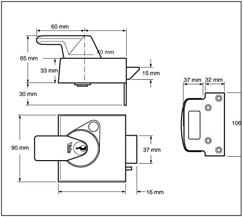Yale YALPBS1BLX P-BS1-BLX-PB-60, BS1 British Standard Nachtriegel, 60 mm, Messing-Finish, hohe Siche