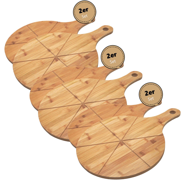 hausleben Pizzateller 33cm holz (2er-3er-4er Set) Pizzabrett gross mit Griff, Platzteller, Pizzabret