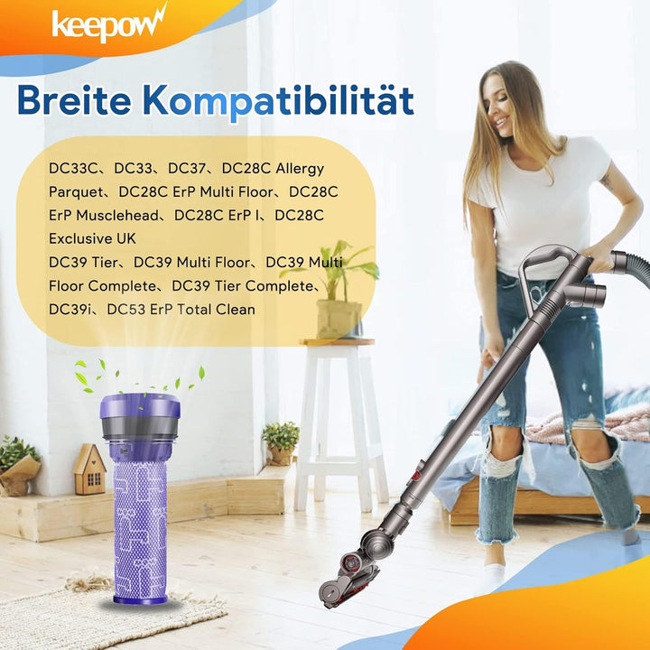 KEEPOW 2 Stück Pre-Filter Vormotorfilter für Dyson DC37, DC33C, DC39, DC28C, DC53 Staubsauger, 2 Stü